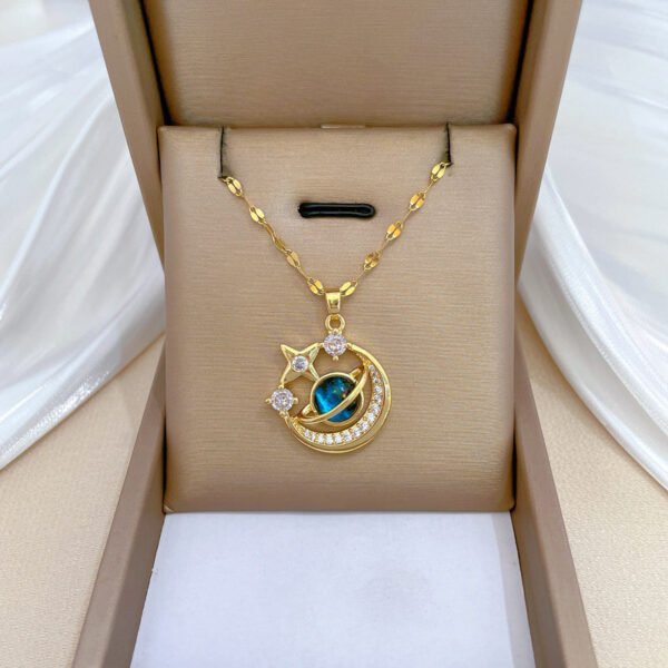Dream Planet Necklace Stainless Steel Blue Butterfly - Image 3