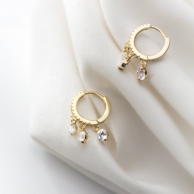S925 Silver Ear Clip Diamond Inlaid Short Ear Ring
