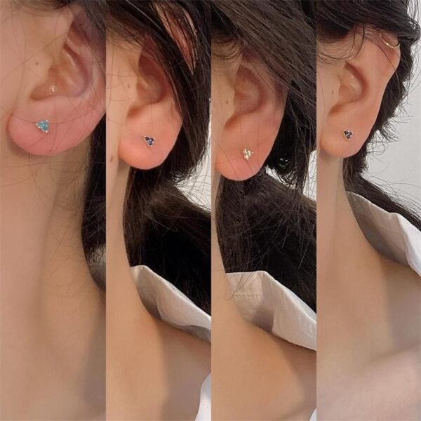 S925 Sterling Silver Mini Clover Color Earrings - Image 6