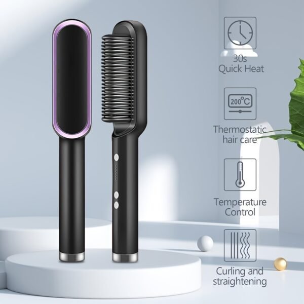 2-in-1 Electric Hair Straightener Brush Hot Comb Adjustment Heat Styling Curler Anti-Scald Comb, 2-in-1 Styling Tool For Long-Lasting Curls And Straight Hair - Image 5