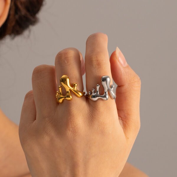 18K Gold Stainless Steel Liquid Melting Ring - Image 5