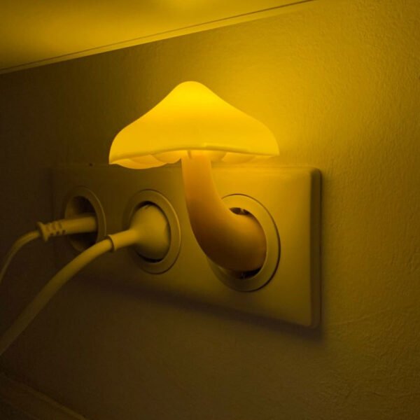 LED Night Light Mushroom Wall Socket Lamp EU US Plug Warm White Light-control Sensor Bedroom Light Home Decoration - Image 10