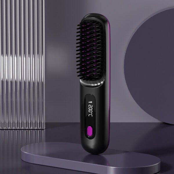 2 In 1 Straight Hair Comb Wireless Hair Straightener Brush Hair Fast Heating Portable Hot Curler USB Charging - Image 4