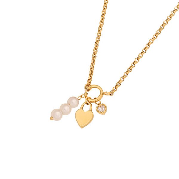 Love Heart Flowers Necklace Ornament Stainless Steel - Image 6