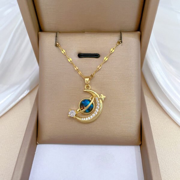 Dream Planet Necklace Stainless Steel Blue Butterfly - Image 8