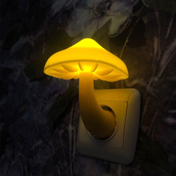 LED Night Light Mushroom Wall Socket Lamp EU US Plug Warm White Light-control Sensor Bedroom Light Home Decoration - Image 6