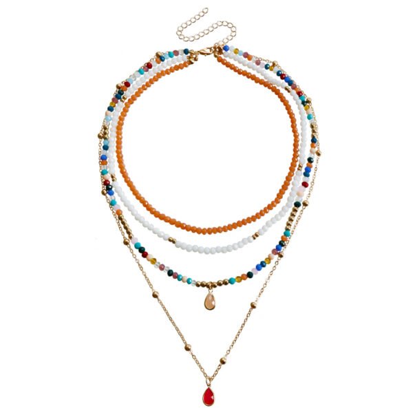 Bohemian Contrast Color Rice-shaped Beads Stringed Beads Multi-layer Necklace - Image 3