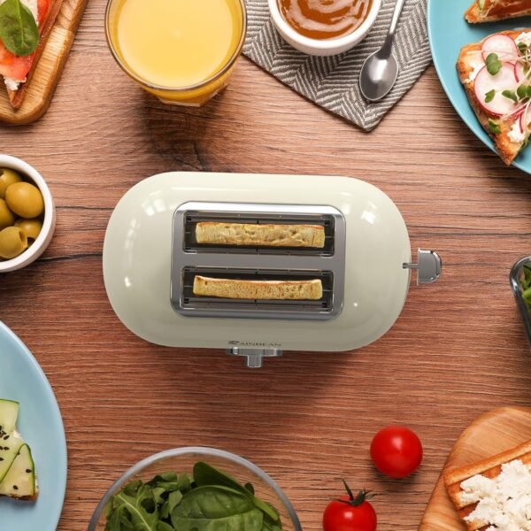 Toaster 2 Slice Retro Toaster Stainless Steel With 6 Bread Shade Settings And Bagel Cancel Defrost Reheat Function, Cute Bread Toaster With Extra Wide Slot And Removable Crumb Tray - Image 8