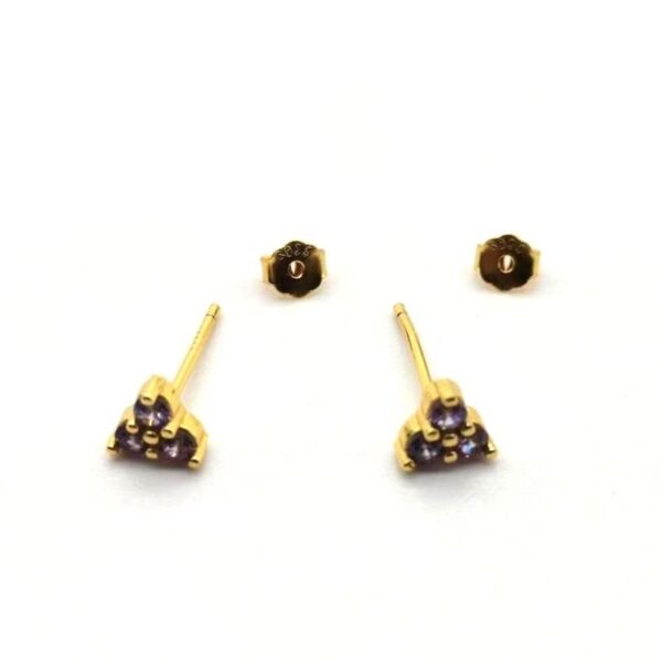 S925 Sterling Silver Mini Clover Color Earrings - Image 3