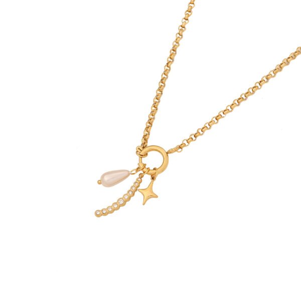 Love Heart Flowers Necklace Ornament Stainless Steel - Image 3