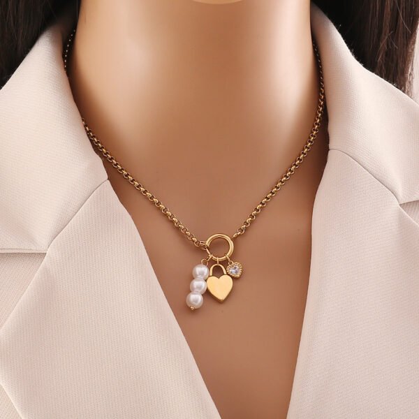 Love Heart Flowers Necklace Ornament Stainless Steel - Image 7