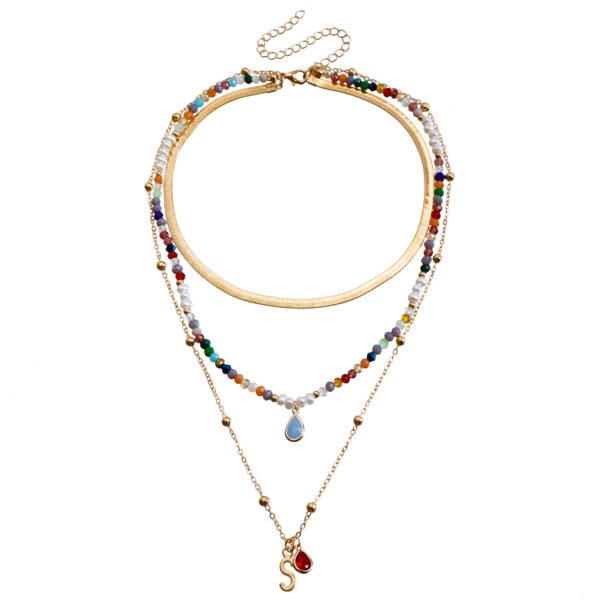 Bohemian Contrast Color Rice-shaped Beads Stringed Beads Multi-layer Necklace - Image 4