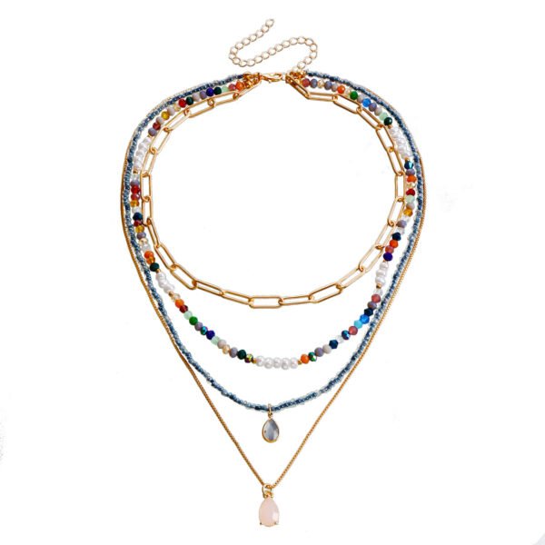 Bohemian Contrast Color Rice-shaped Beads Stringed Beads Multi-layer Necklace - Image 5