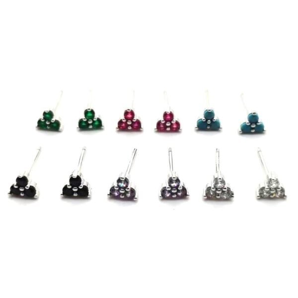 S925 Sterling Silver Mini Clover Color Earrings - Image 4