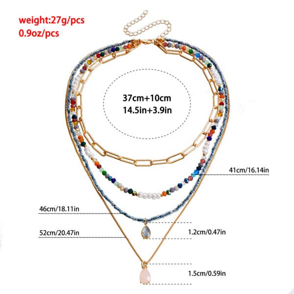 Bohemian Contrast Color Rice-shaped Beads Stringed Beads Multi-layer Necklace - Image 8