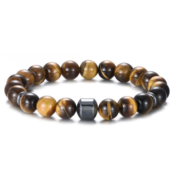 8mm Magnet Charm Bead Stretch Rock Bead Tiger Eye Bracelet - Image 2